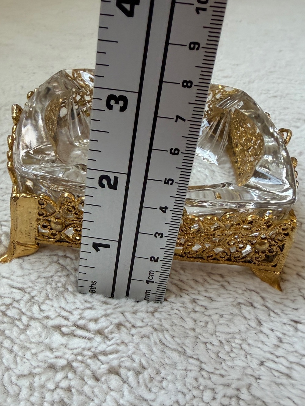Vintage Ashtray With Gold Tone Ormolu Filigree Footed Stand Hollywood Regency - Picture 2 of 11